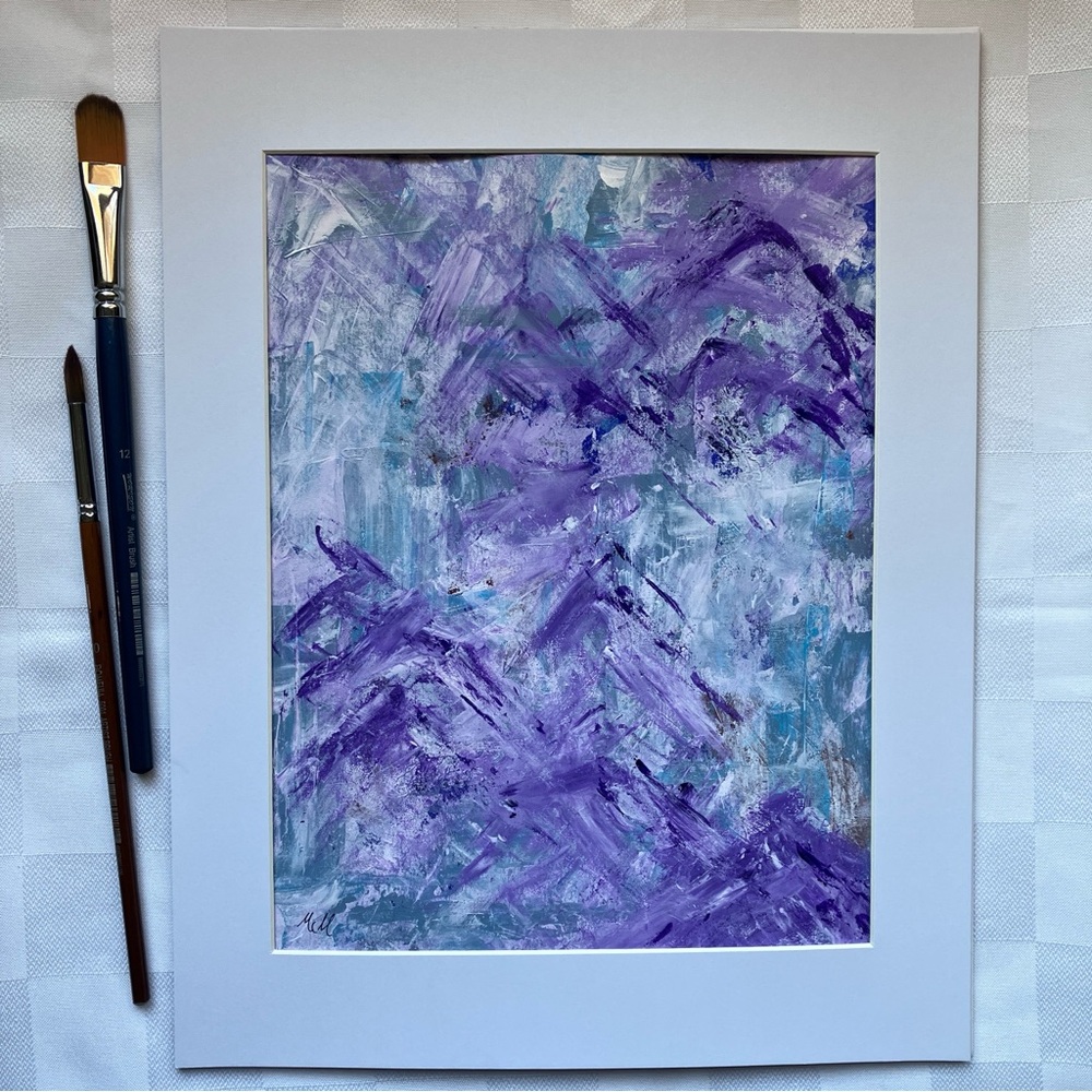 Colorful Abstract Mountain Landscape Original Acrylic Painting